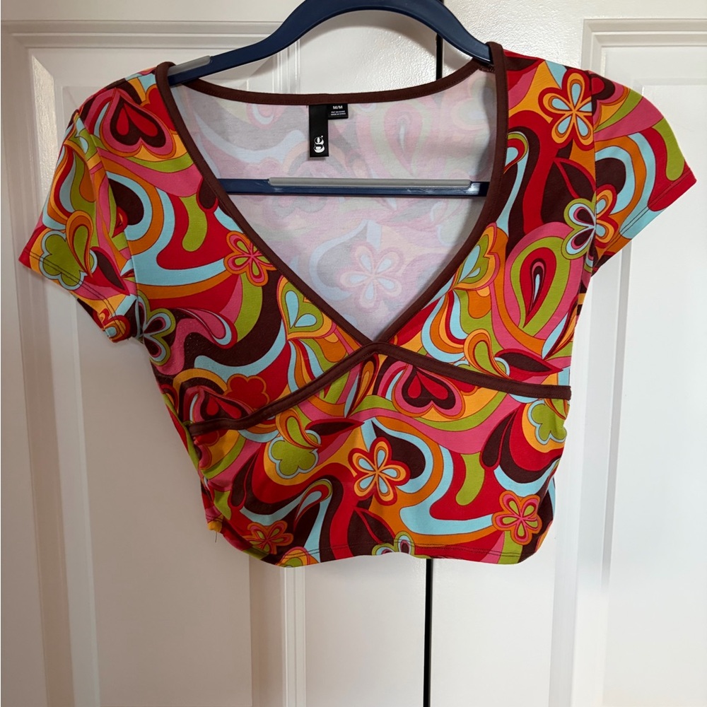 Garage Multicolor Swirl Crop Top